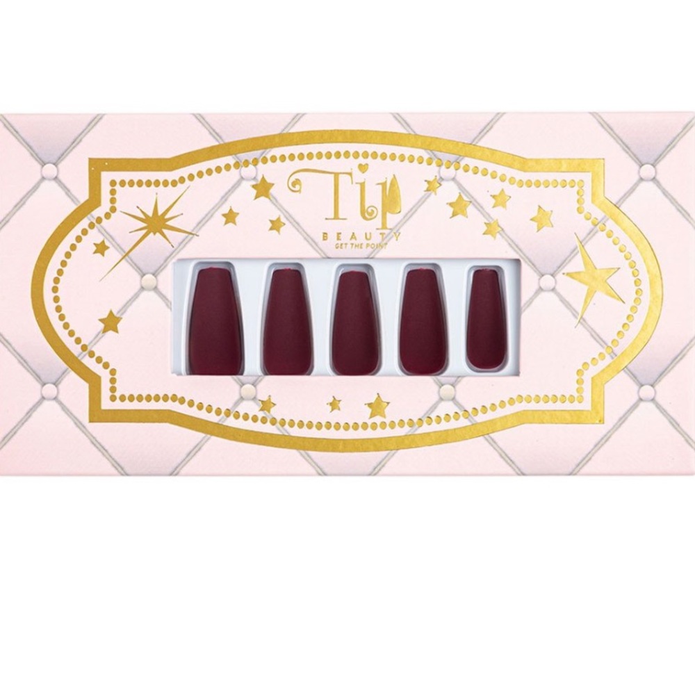 2/$15! Matte Burgundy Coffin Artificial Nails NIB